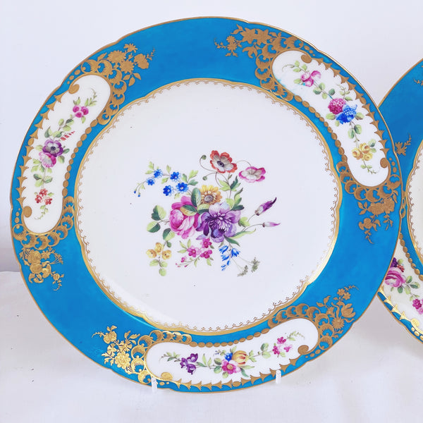 Sèvres soft paste pair of dessert plates, 24.6cm. (H)