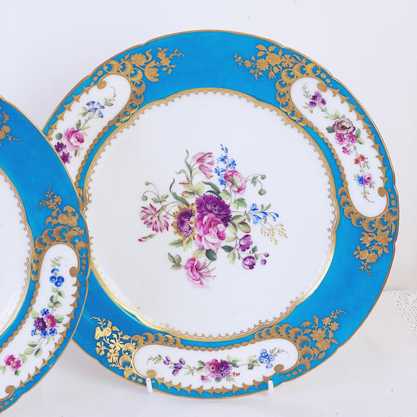 Sèvres soft paste pair of dessert plates, 24.6cm. (E)