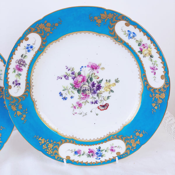 Sèvres soft paste pair of dessert plates, 24.6cm. (I)