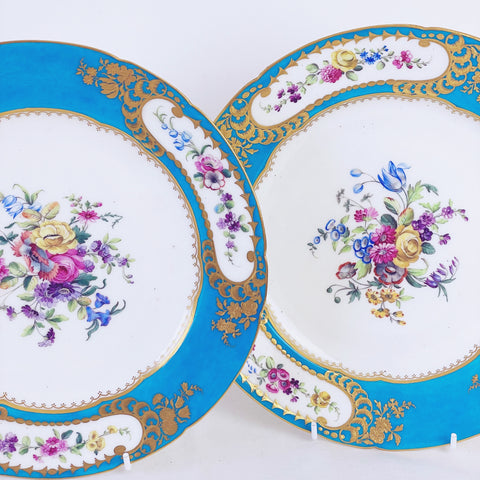 Sèvres soft paste pair of dessert plates, 24.6cm. (F)