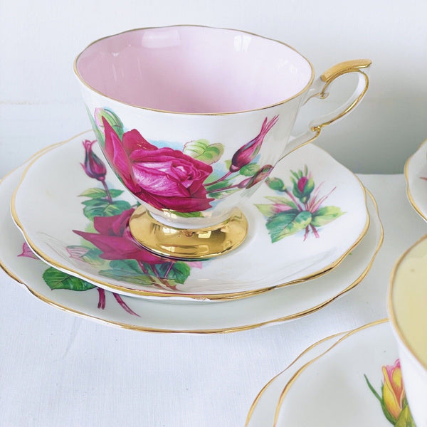 Royal Standard Harry Wheatcroft Roses harlequin tea set, six teacup trios