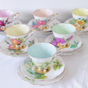 Royal Standard Harry Wheatcroft Roses harlequin tea set, six teacup trios