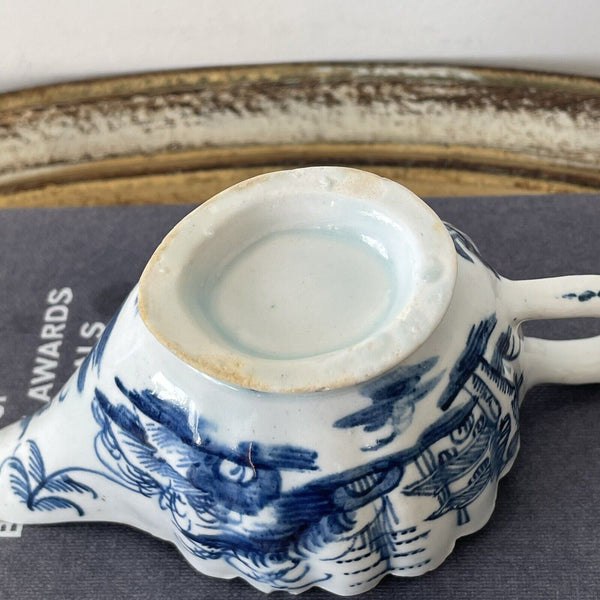 18th Century Bow porcelain butterboat, Desirable Residence pattern, c.1770