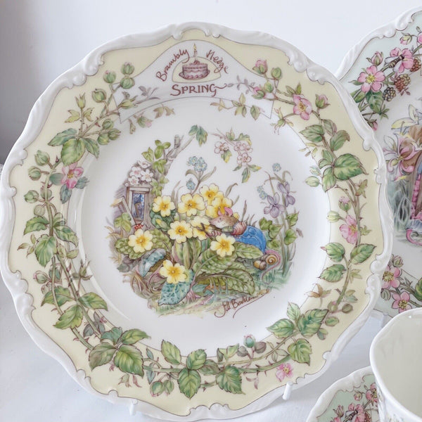 Vintage Doulton Brambly Hedge four seasons teacup duos with matching 8in plates