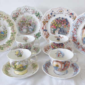 Vintage Doulton Brambly Hedge four seasons teacup duos with matching 8in plates