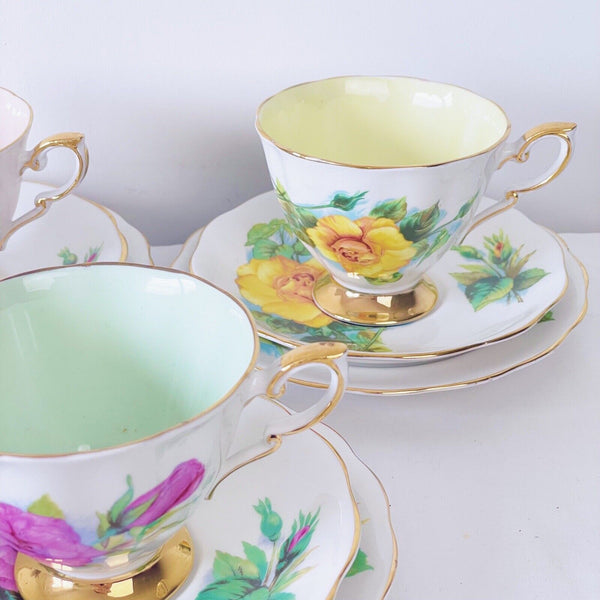 Royal Standard Harry Wheatcroft Roses harlequin tea set, six teacup trios