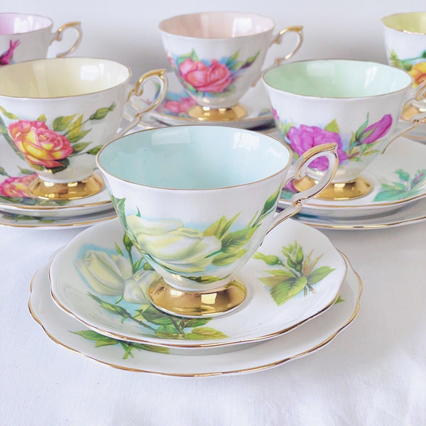 Royal Standard Harry Wheatcroft Roses harlequin tea set, six teacup trios