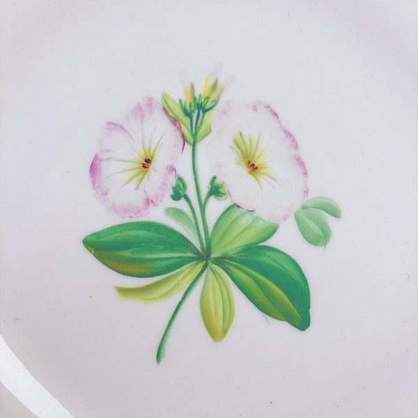 Antique Minton style dessert plate, central handpainted floral study, turquoise