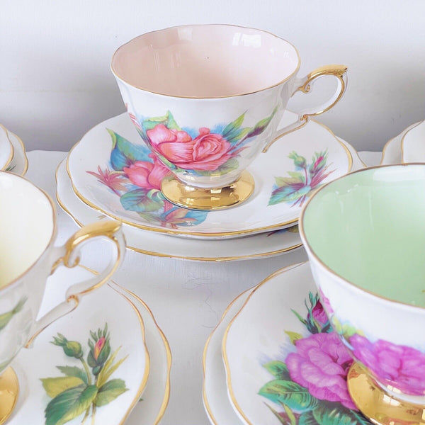 Royal Standard Harry Wheatcroft Roses harlequin tea set, six teacup trios