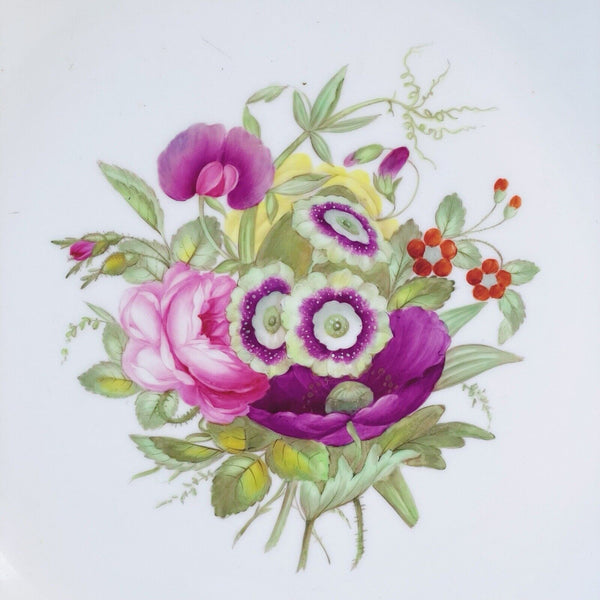 Antique Derby plate, c. 1815, handpainted flowers, possibly Moses Webster