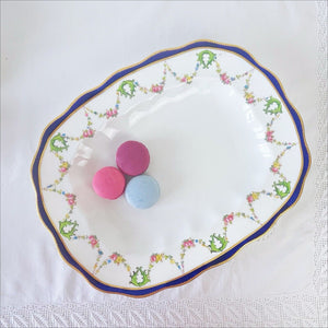 Antique Royal Crown Derby platter, handpainted rosebud swags, dated 1909