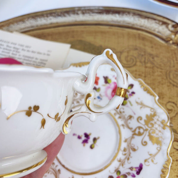 Antique H and R Daniel Shrewsbury shape teacup and saucer set, 4235