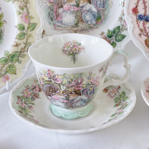 Vintage Doulton Brambly Hedge four seasons teacup duos with matching 8in plates