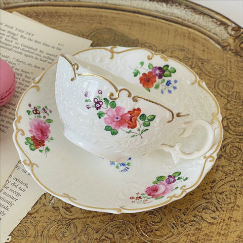 Antique H and R Daniel Mayflower shape teacup and saucer set, c.1830