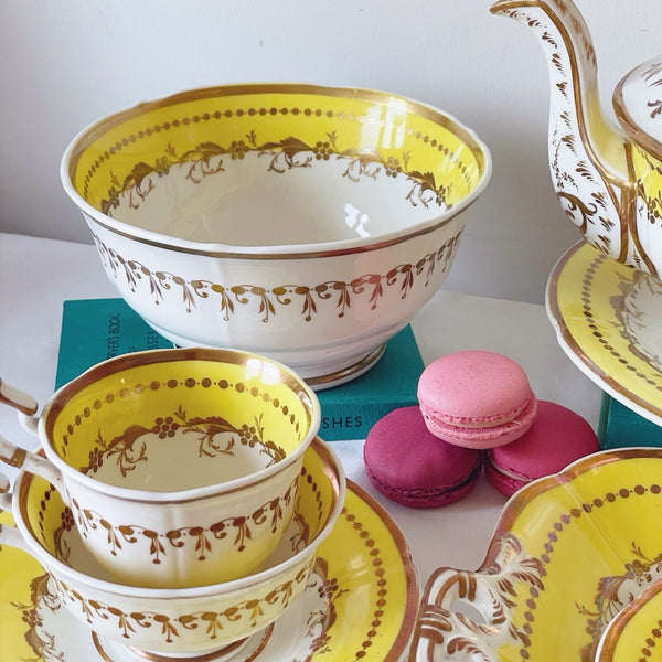 Antique Minton tea set, teapot, teacup, coffee cup, saucers, sucrier, cake plate