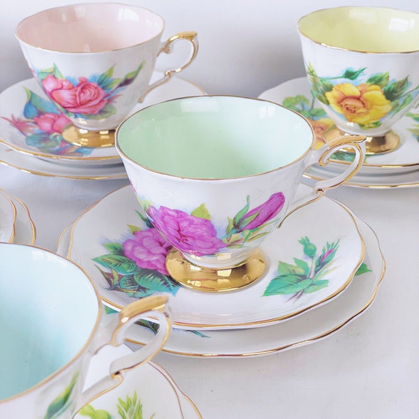 Royal Standard Harry Wheatcroft Roses harlequin tea set, six teacup trios