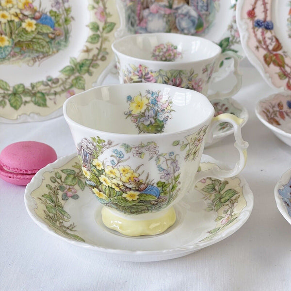 Vintage Doulton Brambly Hedge four seasons teacup duos with matching 8in plates