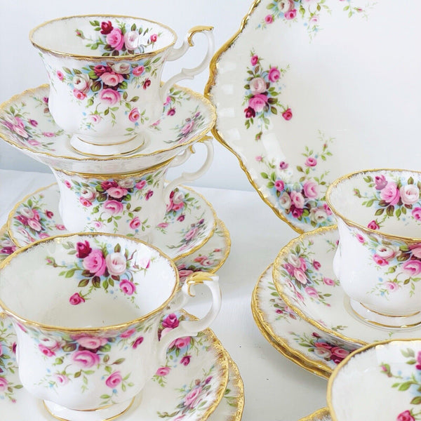 Royal Albert Cottage Garden tea set, 21 pieces, cake plate, trios, jug & bowl