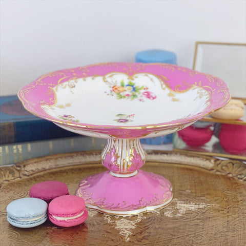 Antique pink Coalport comport