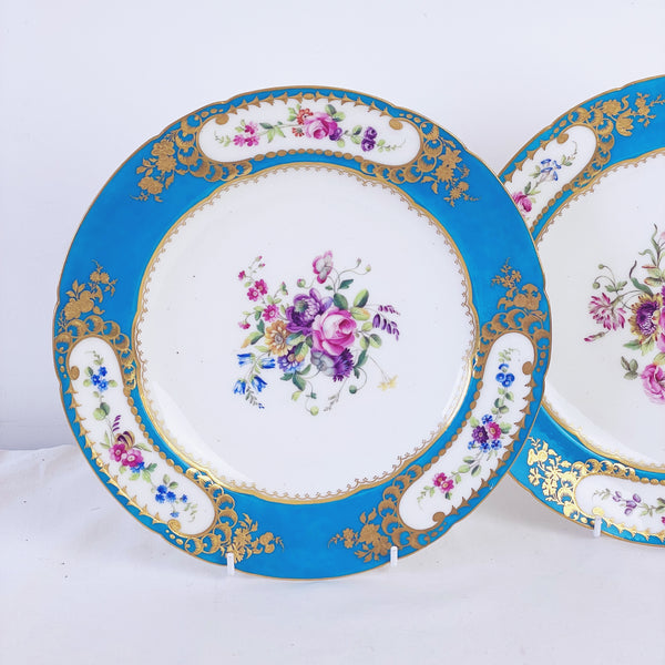 Sèvres soft paste pair of dessert plates, 24.6cm. (E)