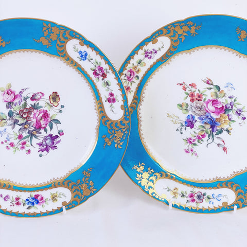 Sèvres soft paste pair of dessert plates, 24.6cm. (G)