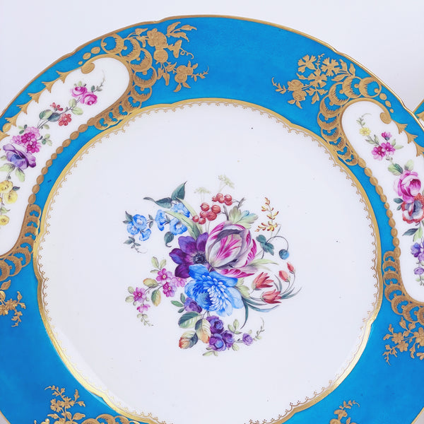 Sèvres soft paste pair of dessert plates, 24.6cm. (D)