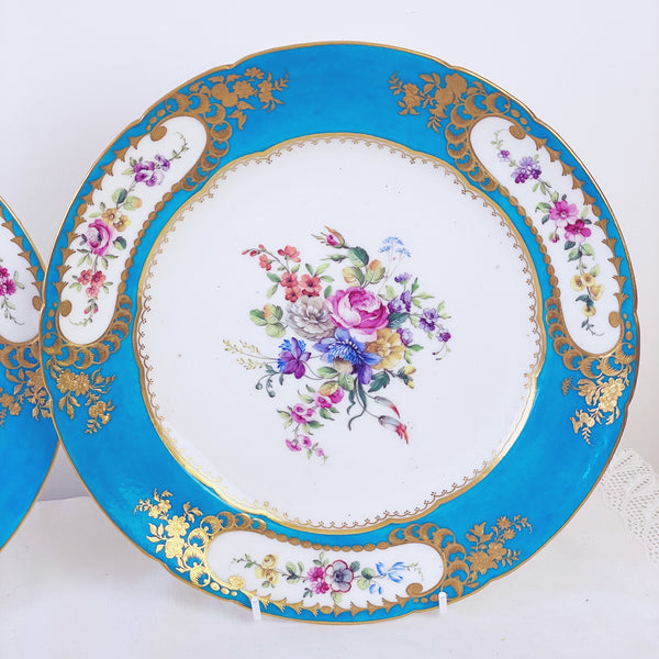 Sèvres soft paste pair of dessert plates, 24.6cm. (G)