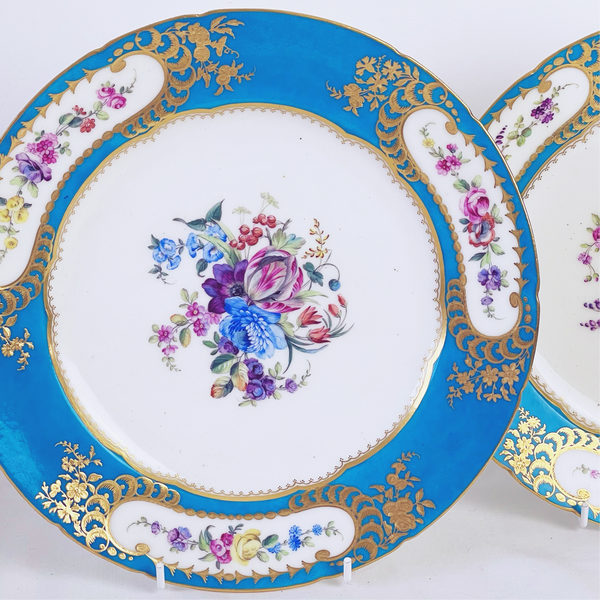 Sèvres soft paste pair of dessert plates, 24.6cm. (D)