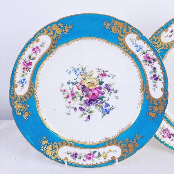 Sèvres soft paste pair of dessert plates, 24.6cm. (F)