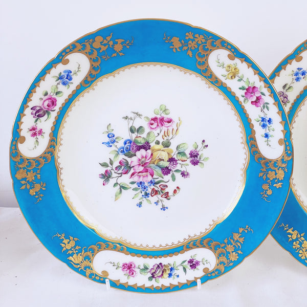 Sèvres soft paste pair of dessert plates, 24.6cm. (I)