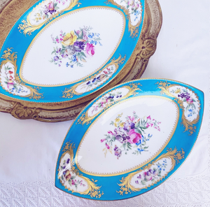 A pair of lozenge shaped soft paste Sèvres serving dishes, 31.5cm