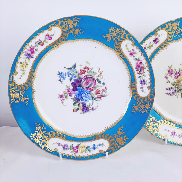 Sèvres soft paste pair of dessert plates, 24.6cm. (D)