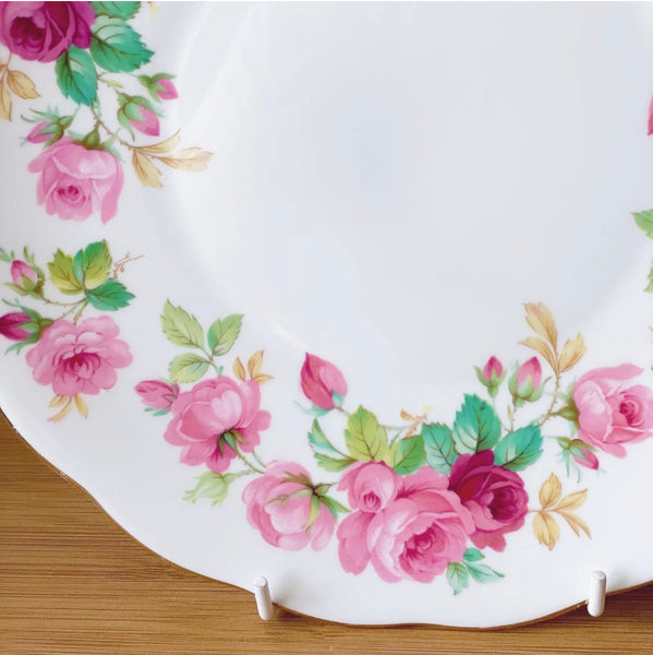 Royal Albert Princess Anne cake plate, pink cabbage roses
