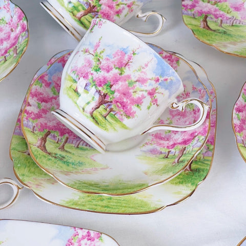 Vintage Royal Albert Blossom Time teacup trio