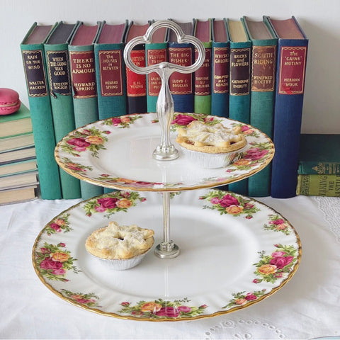 Royal Albert Old Country Roses two tier vintage cakestand