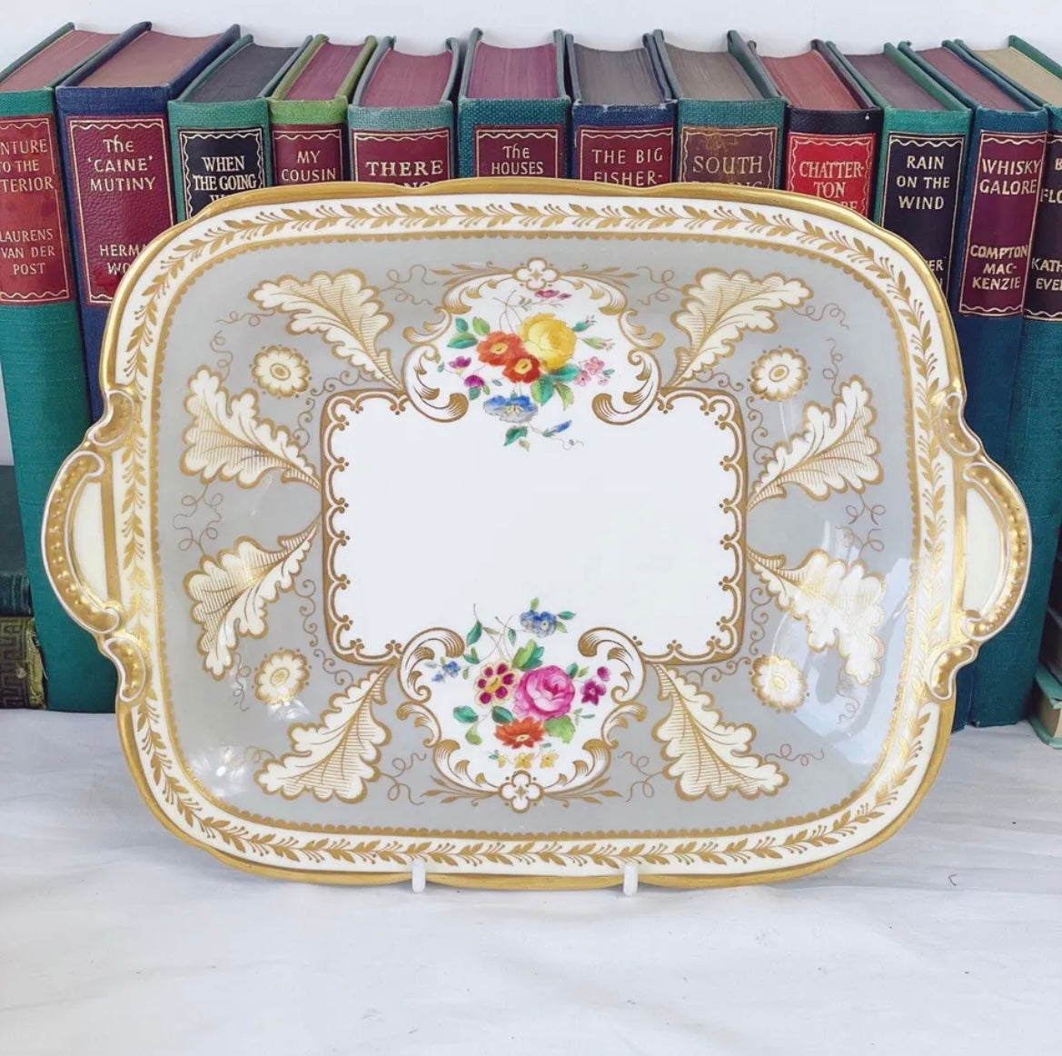 Antique Cauldon for Harrods rectangular serving dish, handpainted flowers