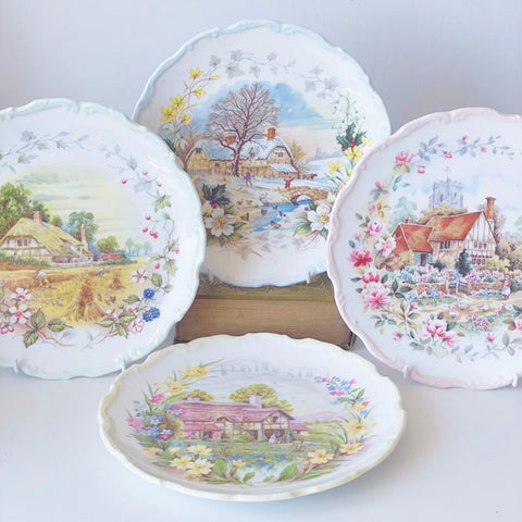 Royal Albert Cottage Garden Year set of four plates, Spring Summer Autumn Winter