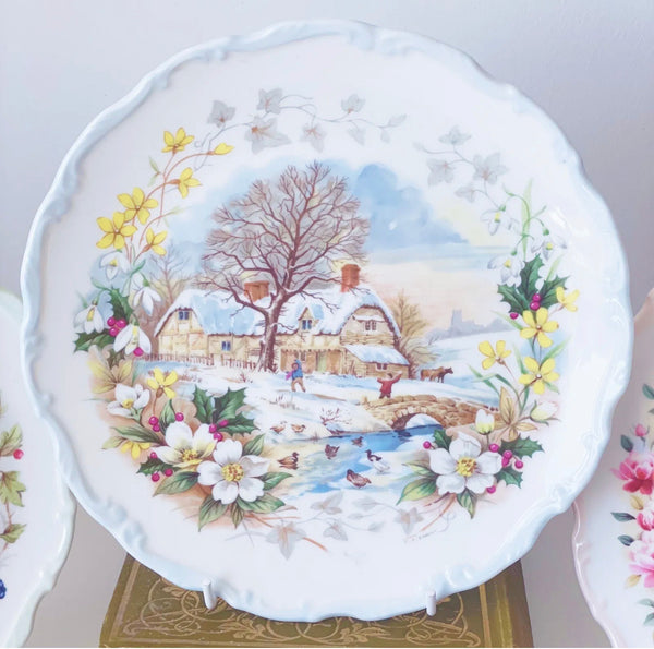 Royal Albert Cottage Garden Year set of four plates, Spring Summer Autumn Winter