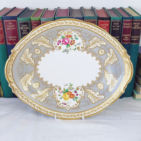 Antique Cauldon for Harrods oval shaped serving dish, handpainted flowers