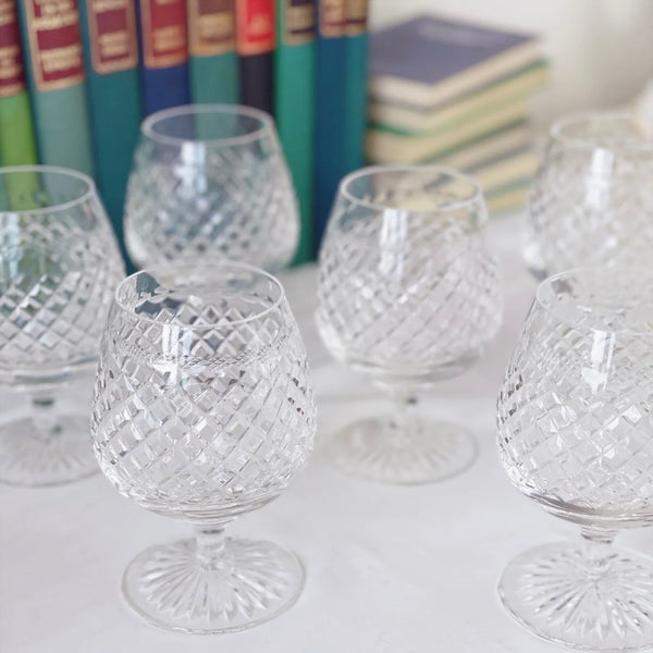 Set of six crystal brandy glasses