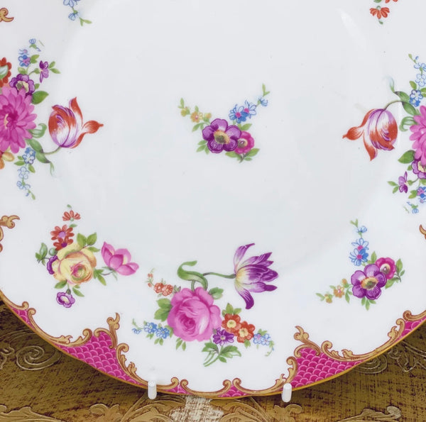 Aynsley Wilton in pink vintage cake plate with flowers