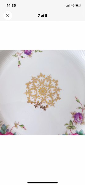 Antique Copeland Spode dessert plate with handpainted pink and lilac roses