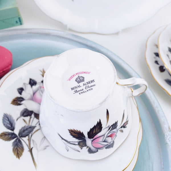 Royal Albert Queen's Messenger cake plate / teacup trio